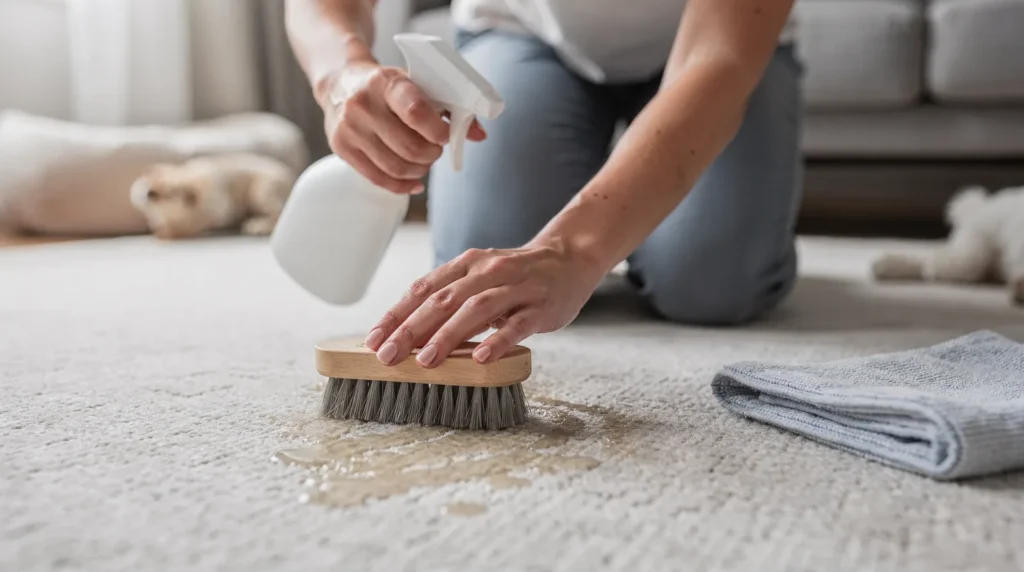 When soiling or smell persists after initial cleanup, an enzymatic cleaner is needed because it